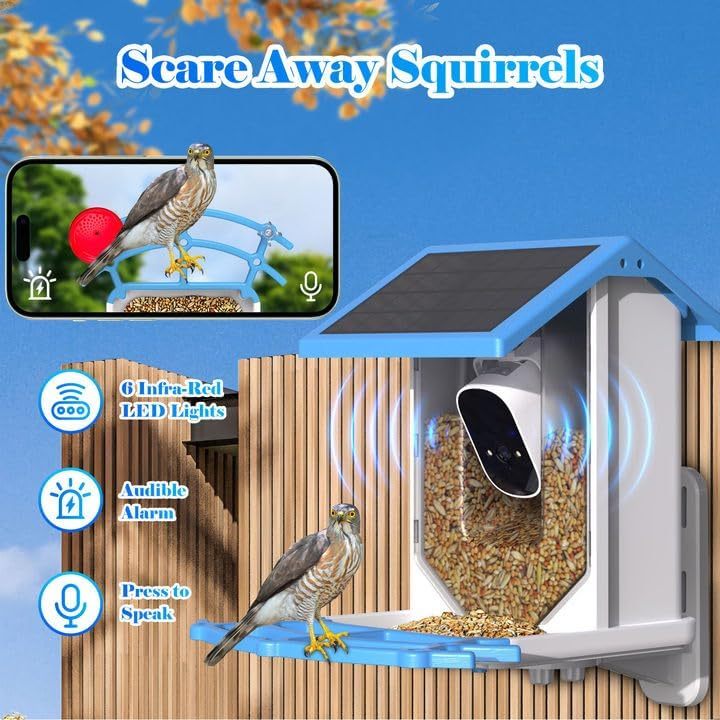 Mangeoire intelligente pour oiseaux avec caméra 4MP et énergie solaire !