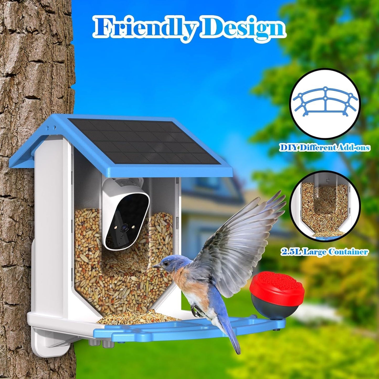 Mangeoire intelligente pour oiseaux avec caméra 4MP et énergie solaire !