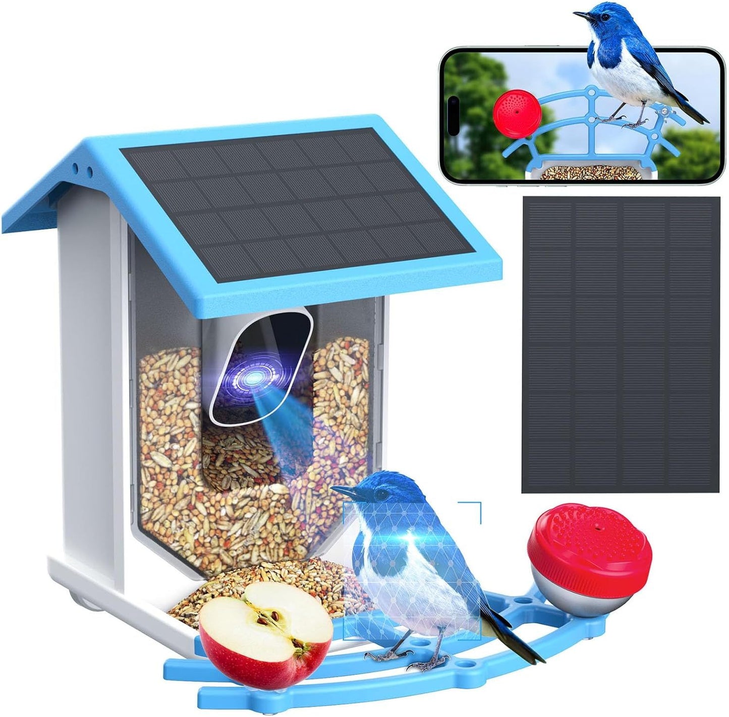 Mangeoire intelligente pour oiseaux avec caméra 4MP et énergie solaire !
