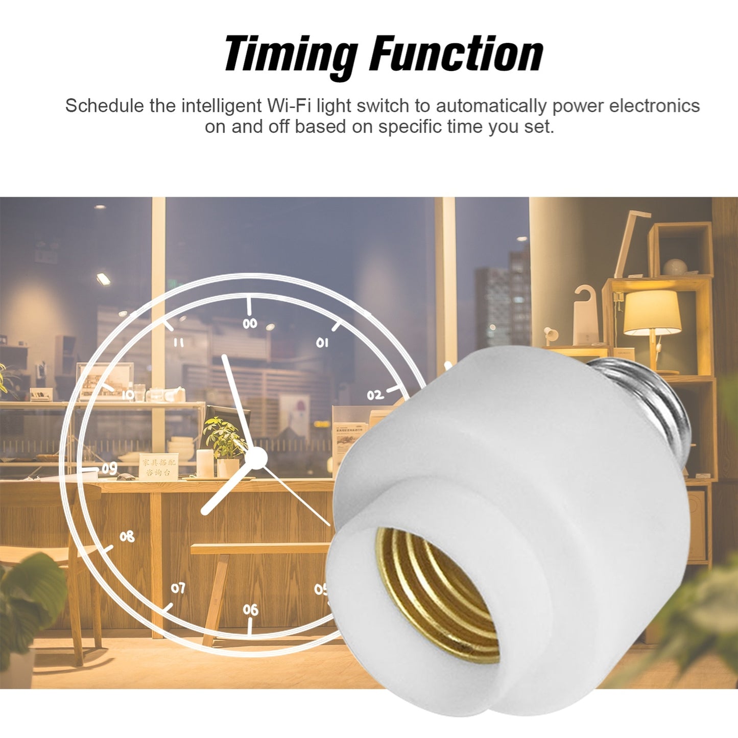 for Tuya WiFi Smart Light Bulb Holder E27 Wireless Lamp Holder Real Timer for Smart Home Compatible with for Home