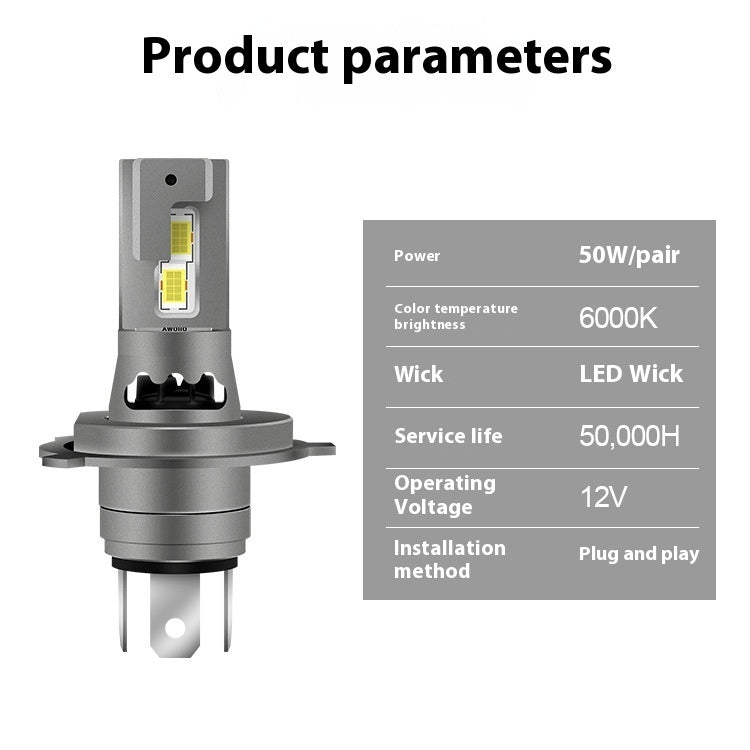 H4 Car Led Headlight Design With Fan